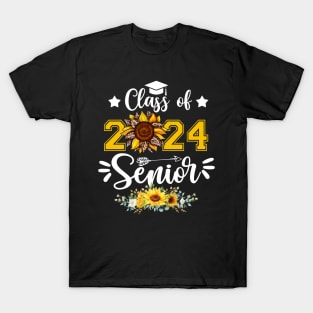 Sunflower Class of 2024 School Graduation Senior 24 Graduate T-Shirt